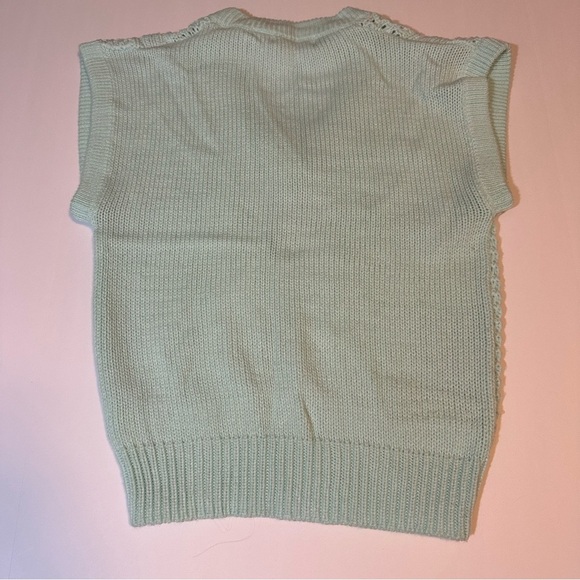 Vintage 80s Gess Who Cable Knit Sweater Vest Light Blue - Picture 6 of 6